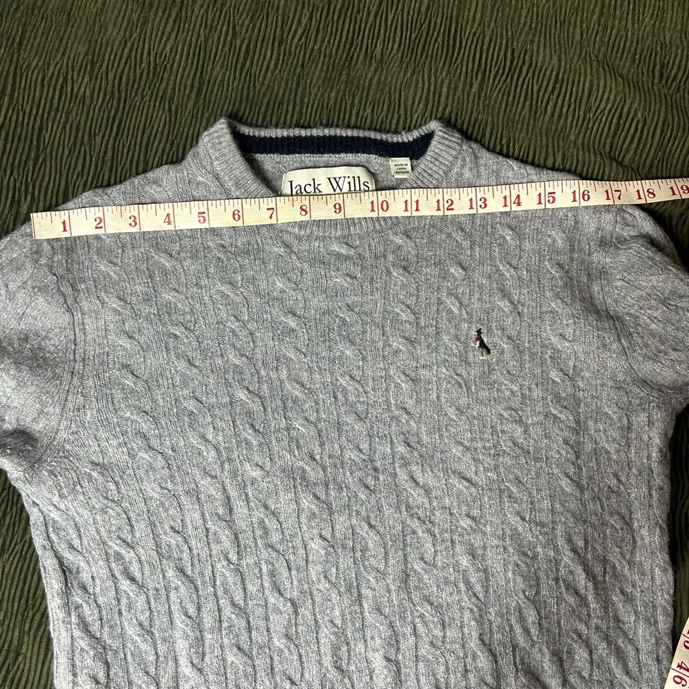 Jack Wills Heather Gray Cable Knit Merino Wool Sweater- Women’s Medium - Picture 8 of 11